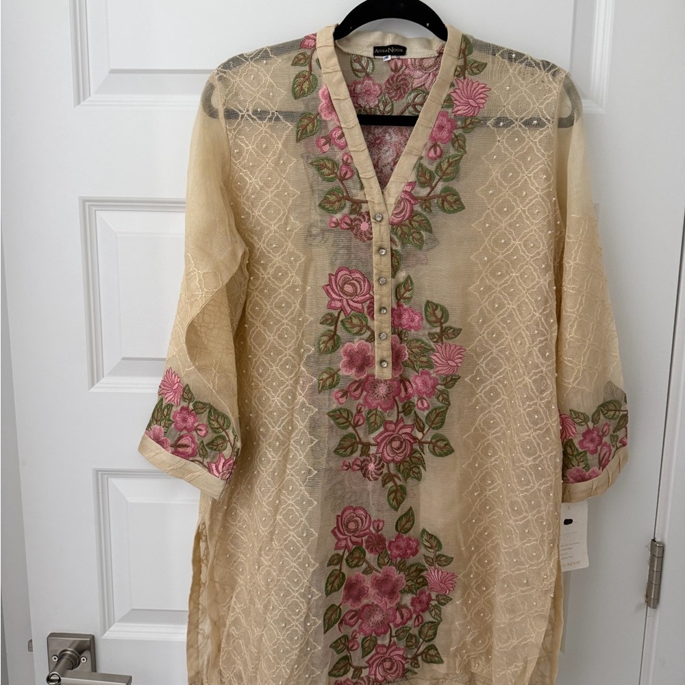 Agha Noor Embroidered Long Sleeve Dress